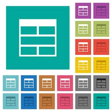 Spreadsheet horizontally merge table cells square flat multi colored icons Stock Illustration