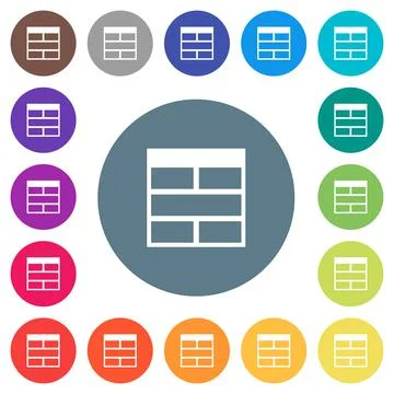 Spreadsheet horizontally merge table cells flat white icons on round color ba Иллюстрация