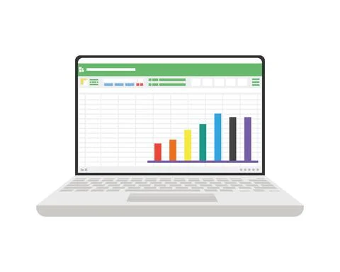Spreadsheet in laptop Stock Illustration