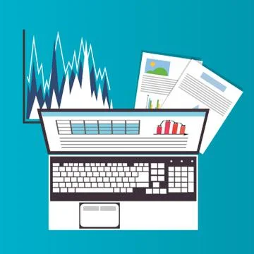 Spreadsheet laptop infographic design Stock Illustration
