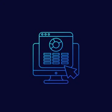 Spreadsheet, report icon in linear style Stock Illustration