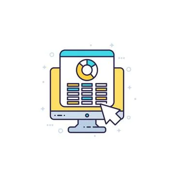Spreadsheet, report icon with outline Stock Illustration