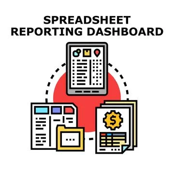 Spreadsheet reporting dashboard analyzing business data Stock Illustration