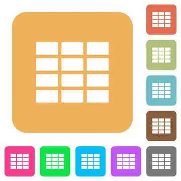 Spreadsheet rounded square flat icons Stock Illustration