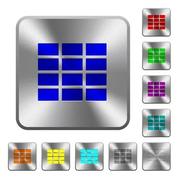 Spreadsheet rounded square steel buttons 스톡 일러스트