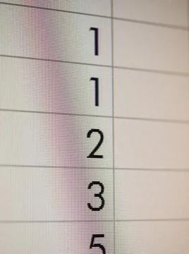 Spreadsheet on screen spreadsheet with Fibonacci sequence on a computer sc... Stock Photos
