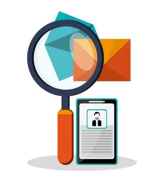 Spreadsheet smartphone envelope lupe design Stock Illustration