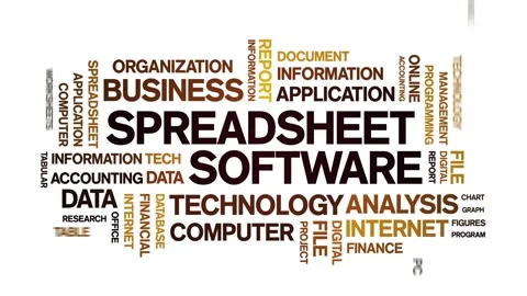 Spreadsheet Software Animated Tag Word Cloud,Text Animation seamless loop. Stock Footage 151832600