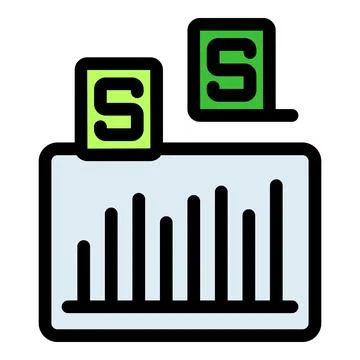 Spreadsheet software calculating statistical data with growing bars graph and Stock Illustration