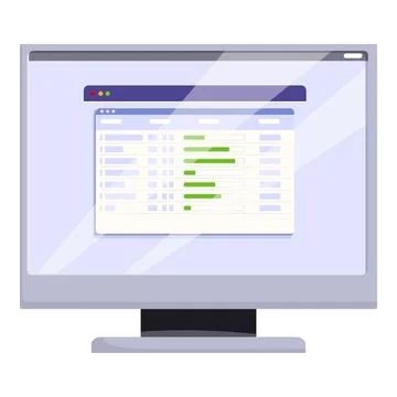 Spreadsheet software displaying project management data with progress bars in Stock Illustration