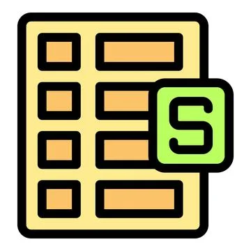 Spreadsheet software saving document file with s letter icon Stock Illustration