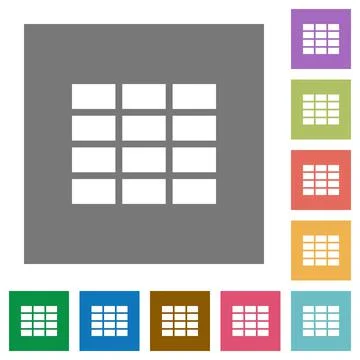 Spreadsheet square flat icons Stock Illustration