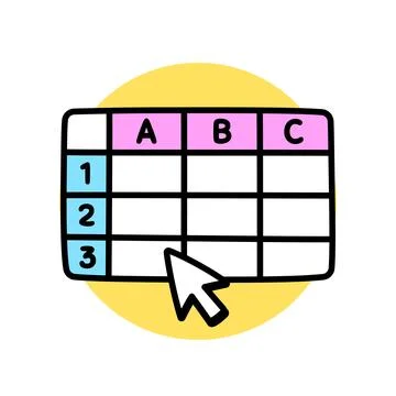 Spreadsheet table cartoon doodle icon Stock Illustration