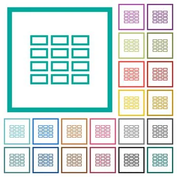 Spreadsheet table outline flat color icons with quadrant frames Illustrazione stock