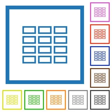 Spreadsheet table outline flat framed icons Stock Illustration