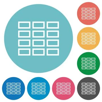 Spreadsheet table outline flat round icons Illustrazione stock