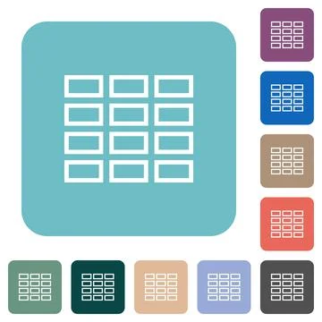 Spreadsheet table outline rounded square flat icons Stock Illustration