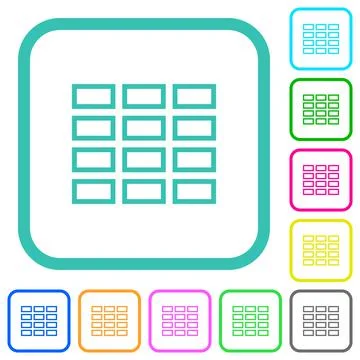 Spreadsheet table outline vivid colored flat icons 스톡 일러스트