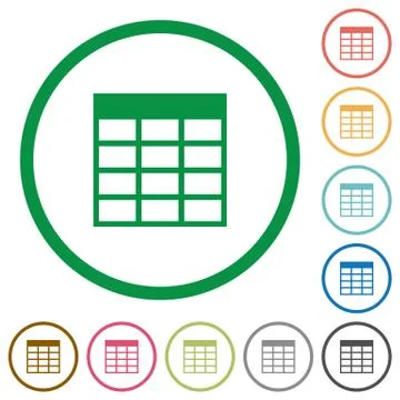 Spreadsheet table outlined flat icons Stock Illustration