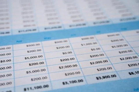 Spreadsheet table paper Finance development, Account, Statistics Investment.. Stock Photos