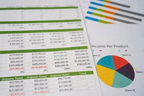 Spreadsheet table paper on graph paperl. Finance development, Banking Accou.. Stock Photos