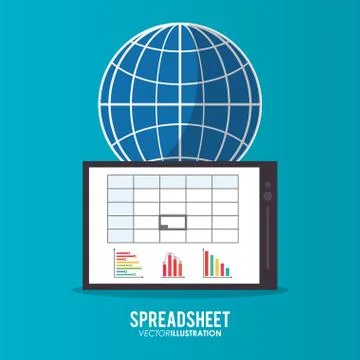 Spreadsheet tablet global design Stock Illustration