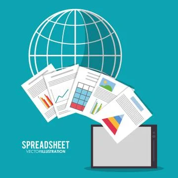 Spreadsheet tablet global design Stock Illustration
