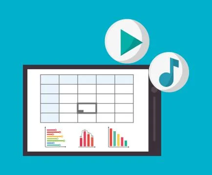 Spreadsheet tablet infographic design Stock Illustration