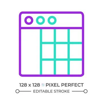 Spreadsheet two color line icon Stock Illustration