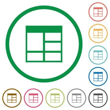 Spreadsheet vertically merge table cells outlined flat icons Stock Illustration