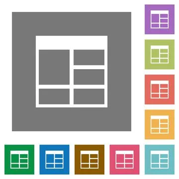 Spreadsheet vertically merge table cells square flat icons Stock Illustration