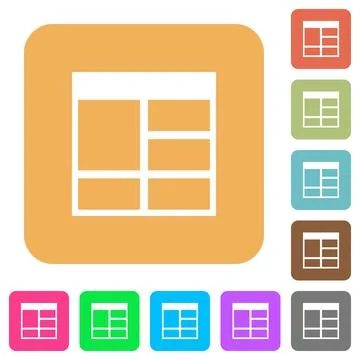 Spreadsheet vertically merge table cells rounded square flat icons Stock Illustration