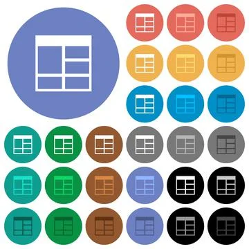 Spreadsheet vertically merge table cells round flat multi colored icons Stock Illustration