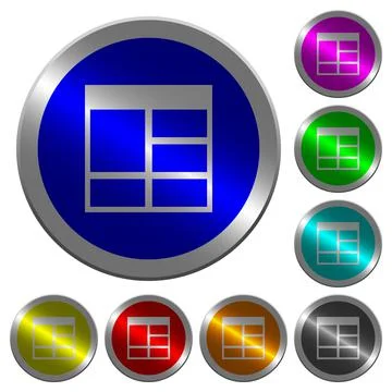 Spreadsheet vertically merge table cells luminous coin-like round color butto Illustrazione stock