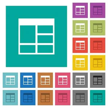 Spreadsheet vertically merge table cells square flat multi colored icons Stock Illustration