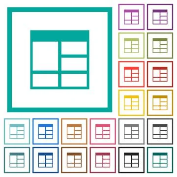 Spreadsheet vertically merge table cells flat color icons with quadrant frame Stock Illustration