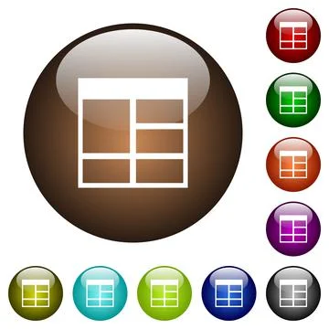 Spreadsheet vertically merge table cells color glass buttons Illustrazione stock