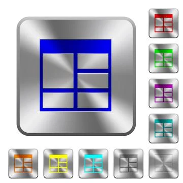 Spreadsheet vertically merge table cells rounded square steel buttons Stock Illustration