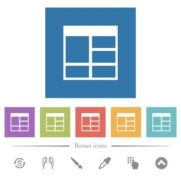 Spreadsheet vertically merge table cells flat white icons in square backgroun Stock Illustration