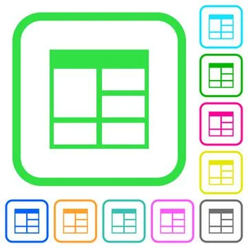 Spreadsheet vertically merge table cells vivid colored flat icons Illustrazione stock