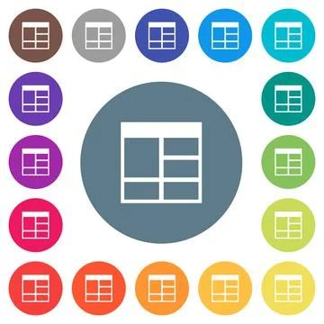 Spreadsheet vertically merge table cells flat white icons on round color back Stock Illustration