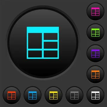 Spreadsheet vertically merge table cells dark push buttons with color icons Illustrazione stock