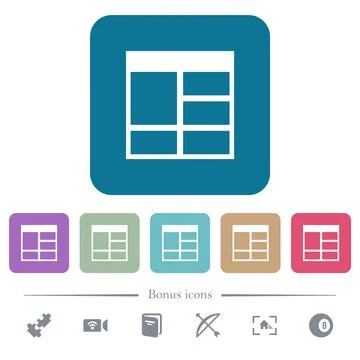 Spreadsheet vertically merge table cells flat icons on color rounded square b Stock Illustration