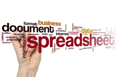 Spreadsheet word cloud Stock Photos