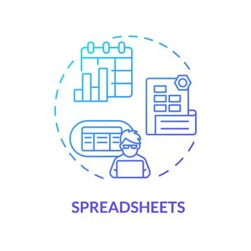 Spreadsheets blue gradient concept icon Illustrazione stock