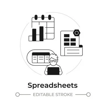 Spreadsheets modern flat line concept icon Stock Illustration