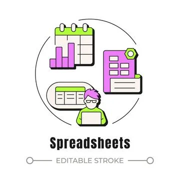Spreadsheets neubrutalism concept icon Stock Illustration