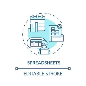 Spreadsheets turquoise concept icon Stock Illustration
