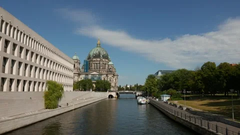 Spree River and Berliner Dome in Berlin Germany August 16 2024 Stock Footage 281953348