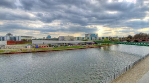 Spree River in Berlin in time lapse Stock Footage 27489324